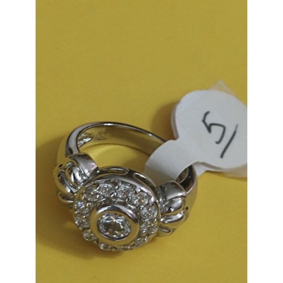 Italian 925 Sterling Silver Women's Ring with Clear Rhinestone -  Size 5 New - Picture 4 of 7